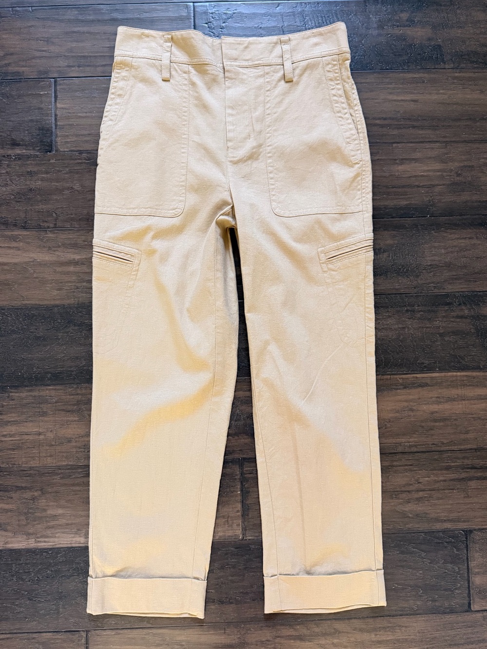 VINCE Classic Camel Linen Cotton Cuff Hem Utility Pant Sz M/6 NEW $400!!